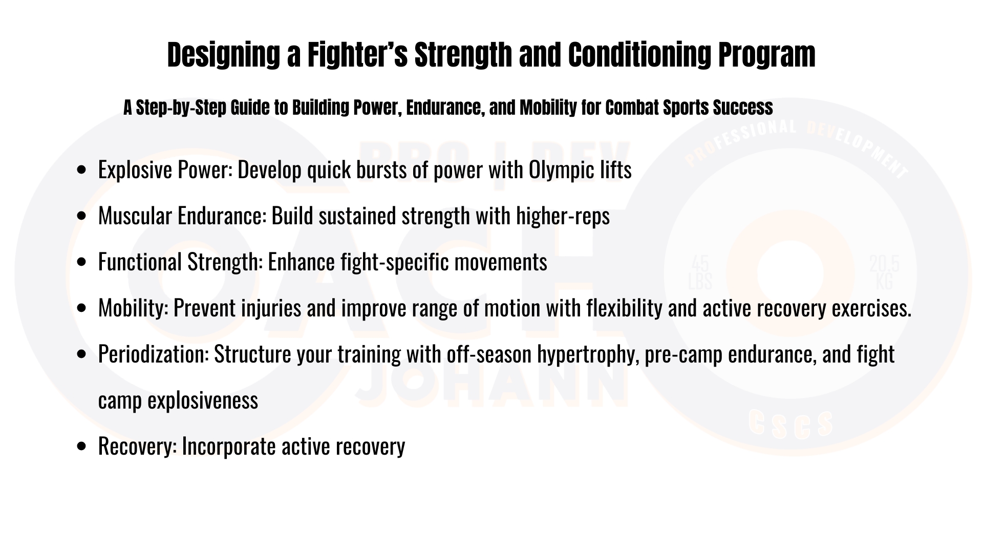 Designing a Fighters strength and conditioning program over time