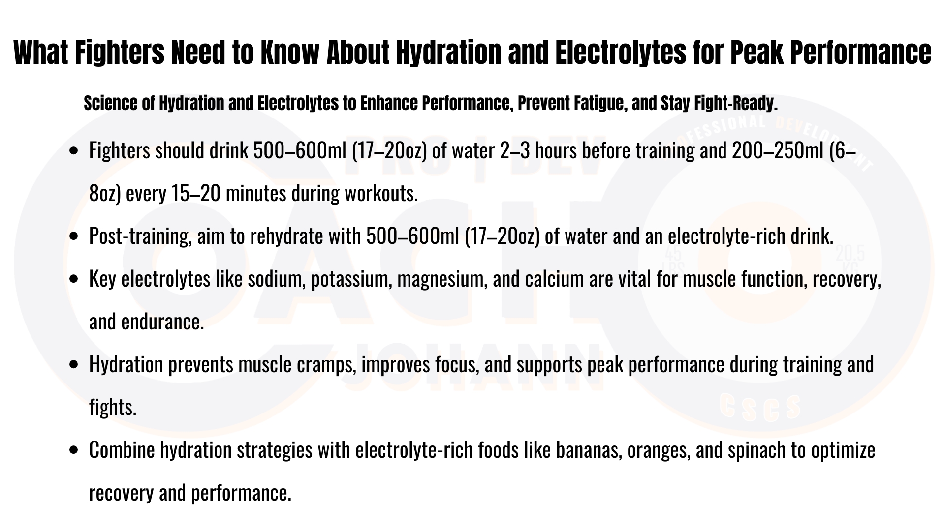 Science of Hydration and Electrolytes to Enhance Performance, Prevent Fatigue, and Stay Fight-Ready.