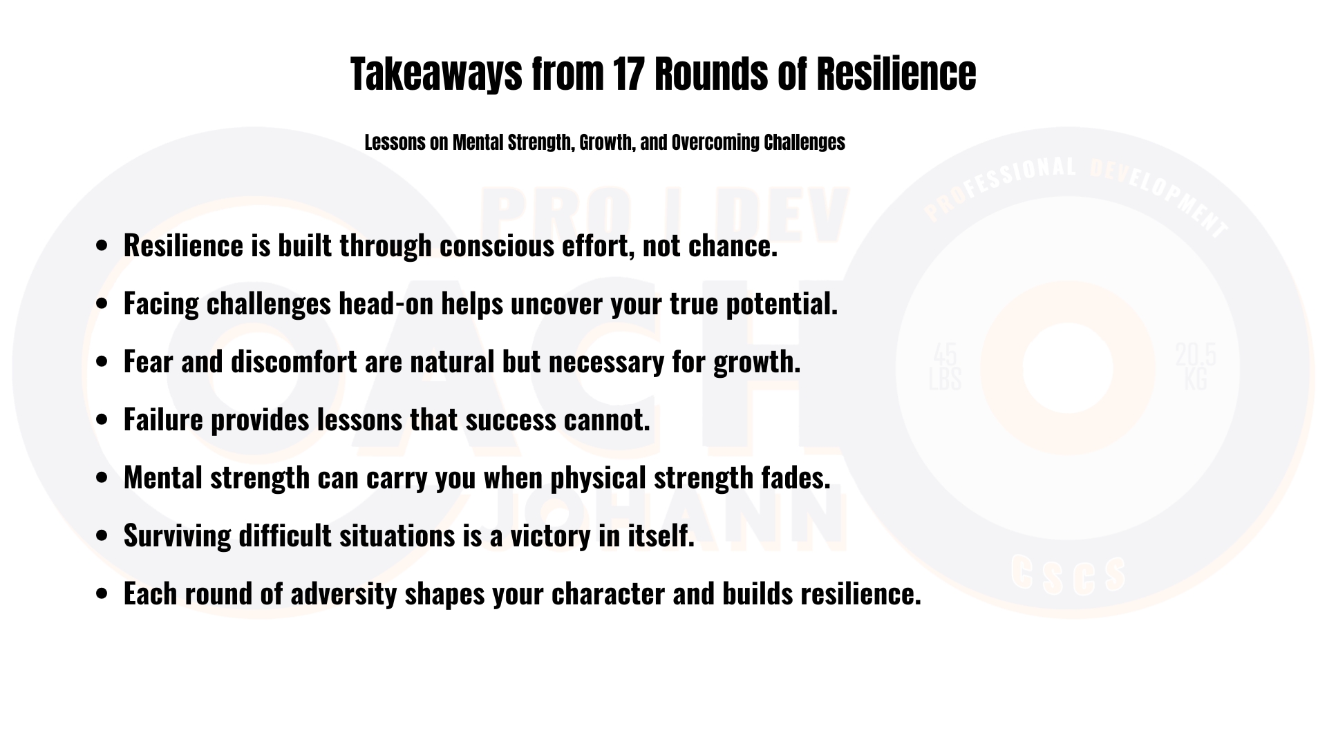 17 keys to Resilience inside of training